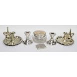 A Collection of Assorted Silver and Silver Plate, the silver including a powder compact, a silver-