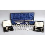 A Collection of Assorted Silver Flatware, including a cased pair of Victorian silver fish-servers;