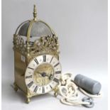 A Late 17th Century Style Striking Lantern Clock, dial bearing a later inscription Bonyface