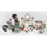 Assorted 19th century and Later English Ceramics Including, Staffordshire pocket watch holder, the