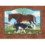 Phil Gibson (Contemporary)"Horse and Dog"Signed and dated (19)91, inscribed verso, oil on board,