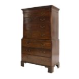 A George III Mahogany Chest on Chest, with inlaid shell detail, 110cm by 57cm by 190cm