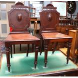 Pair of Victorian Mahogany Hall Chairs