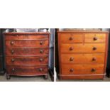 A Victorian Mahogany Bow Front Four Height Chest of Drawers, 117cm by 56cm by 118cm, and a