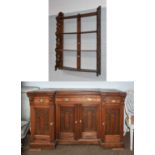A 19th Century Pierced and Carved Oak Three Tier Open Hanging Shelf, 92cm by 129cm together with a
