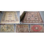 A Caucasian Design Rug, the compartmentalised field with nine octagons enclosed by ivory borders,