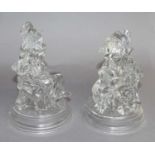 A Pair of Victorian Press Moulded Glass Figures by John Derbyshire, Punch and Judy, 17.5cmBoth with
