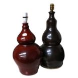 A Pair of Studio Pottery Double Gourd Lamp Bases