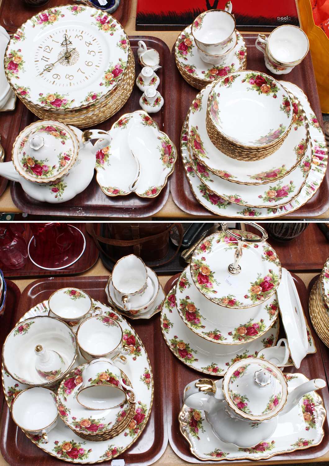 Royal Albert Old Country Roses Part Tea, Dinner and Coffee Service, including coffee pot, tea pot,