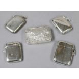 A Collection of Four Silver Vesta-Cases, Two Marked For Birmingham, One for London and One for