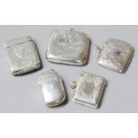 A Collection of Five Various Silver Vesta-Cases, Four Marked for Birmingham, One Marked for Chester,