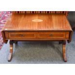 A Reproduction Inlaid Cross-Banded Mahogany Sofa Table, 80cm (closed) by 53cm by 46cm, and A Similar