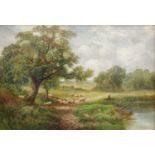 Charles P. Shaw (19th Century)Summer landscape with sheep at restSigned and dated (18)94, oil on