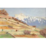 Continental School (20th Century)Snow-capped mountainous landscapeOil on board, 21cm by 29cm