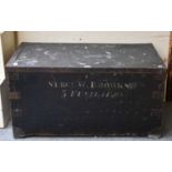 A Military Metal-Bound Travelling Trunk, stencilled SERGT. W. BROOKS 5 FUSILIERS., 103cm by 56cm