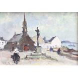 Continental School (20th Century)Coastal village scene, Brittany?Indisctinctly signed, oil on