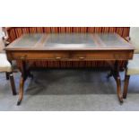 A Reproduction Leather-Inset Mahogany Writing Table, 140cm by 80cm by 75cm