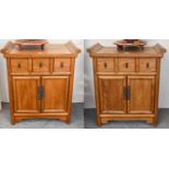 Pair of Chinese style Elm cabinets 63cm by 40cm by 73cm