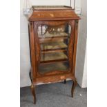 An Edwardian Inlaid Mahogany Glazed Music Cabinet, with pierced brass gallery and caddy top, 61cm by