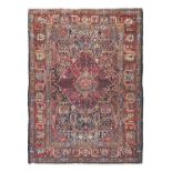 Isfahan RugCentral Iran, circa 1920,The indigo lattice field of flowers and plants centred by a