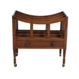A Late George III Mahogany Canterbury, circa 1820, the four concave-shaped dividers above a