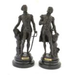 After Sylvain Kinsburger (1855-1935): A Pair of Bronze Figures of Nelson and Wellington, each