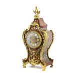 A French "Boulle" Striking Mantel Clock, circa 1890, tortoiseshell veneered case with floral and
