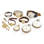 A lady's 9-carat gold J.W Benson wristwatch, gents quartz Bulora wristwatch, JW Benson silver pocket