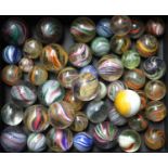 Approximately 50 Polychrome Glass Marbles, mainly Victorian, including multi-twist decorations