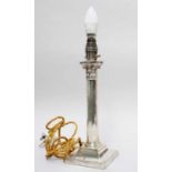 A Victorian Silver Corinthian Column Candlestick, fitted for electricity, Sheffield, 1899Fully