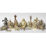 A Collection of Eastern and Asian Metal Private Devotional Statues, together with two Tibetan