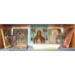 A Quantity of Russian Orthodox and other icons, togther with three related volumesLargest icon