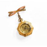 A Lady's Fob Watch, circa 1900, inside back cover stamped 18k, 31mm wide, Together with a 9 Carat