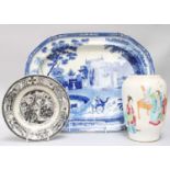 A Rogers Pearlware Meat Plate, circa 1820, printed in underglaze blue with the Camel pattern,