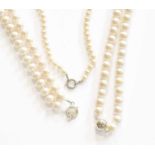 Three Cultured Pearl Necklaces, of varying sizes, lengths 45.5cm, 46.5cm and 70cmGross weight 166.