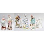 Ten Continental Porcelain Figures, including Capodimonte and a large pair after Derby