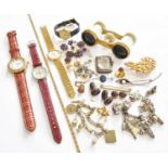 A Quantity of Jewellery, including carbuncle garnet dress studs and cufflinks; four wristwatches;