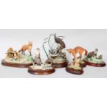 Border Fine Arts British Wildlife Models Including: 'Fox and Family', limited edition 270/1500, with