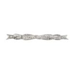 An Art Deco Diamond Bow Brooch, the bow form with pierced detail and set throughout with old cut and