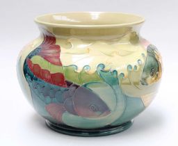 A Moorcroft Carp Pattern Planter, designed by Sally Tuffin, impressed factory marks, 21cm high