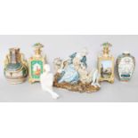 A Pair of French Porcelain Scent Bottles and Stoppers, Manner of Jacob Petit, 19th century, together
