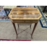 A George III Rosewood and Crossbanded Sewing Table, early 19th century of octagonal shaped form,