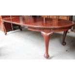 A Mahogany Wind Out Dining Table, early 20th century, on cabriole supports, termination on ball