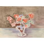 Patricia Rhodes (20th Century)"Roses in a Glass Vase" Signed, watercolour, together with two further