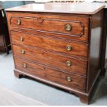 A Regency Mahogany Secretaire Chest of Four Drawers, raised on bracket supports, 110cm by 54cm