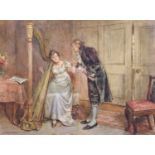 George Goodwin Kilburne RI, RBA (1839 -1924)"The Music Master"Signed, watercolour heightened with