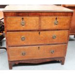 A Regency Oak and Mahogany Three Height Chest of Drawers, 92cm by 46cm by 90cm,