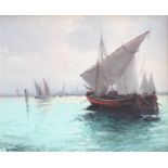 Guido Odierna (1913-1991) ItalianMarsted boats at anchor Signed oil on canvas, 49cm by 59cm