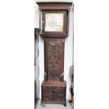 A Carved Oak Eight Day Longcase Clock, circa 1780, 13-1/4'' dial Gillett & Healy, Manchester (