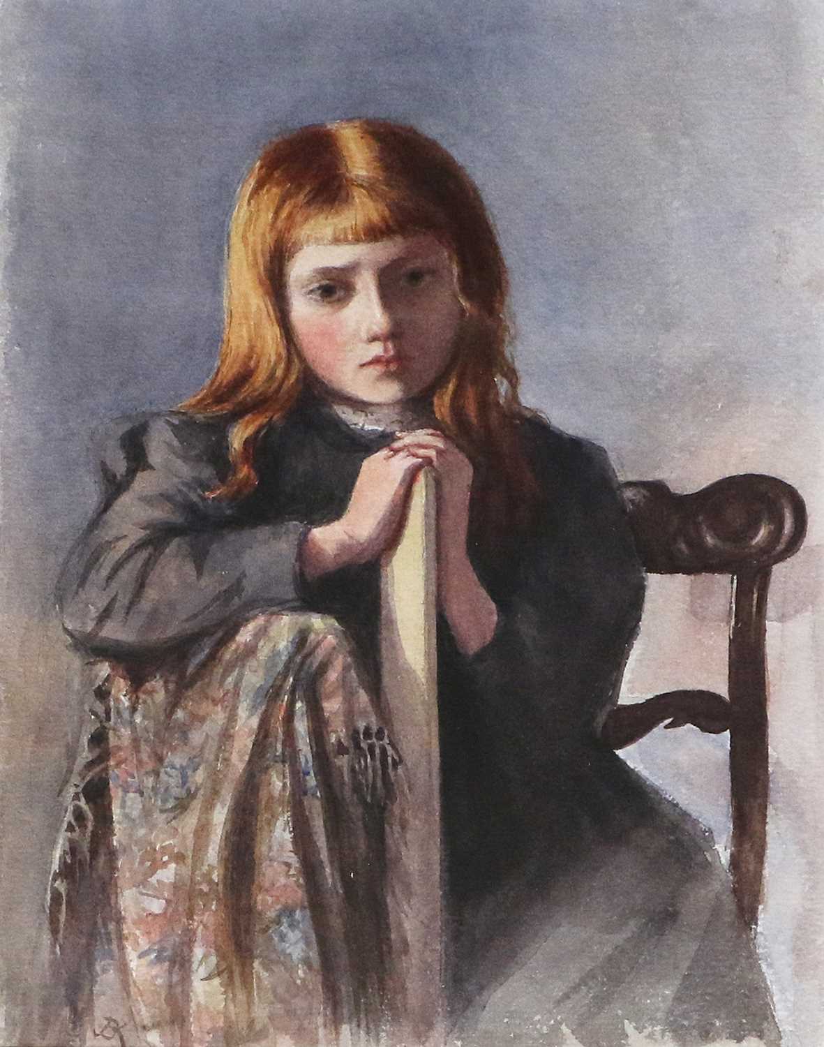 British School (19th/20th Century)Young Girl in thought Indistinctly monogrammed watercolour, - Image 3 of 11